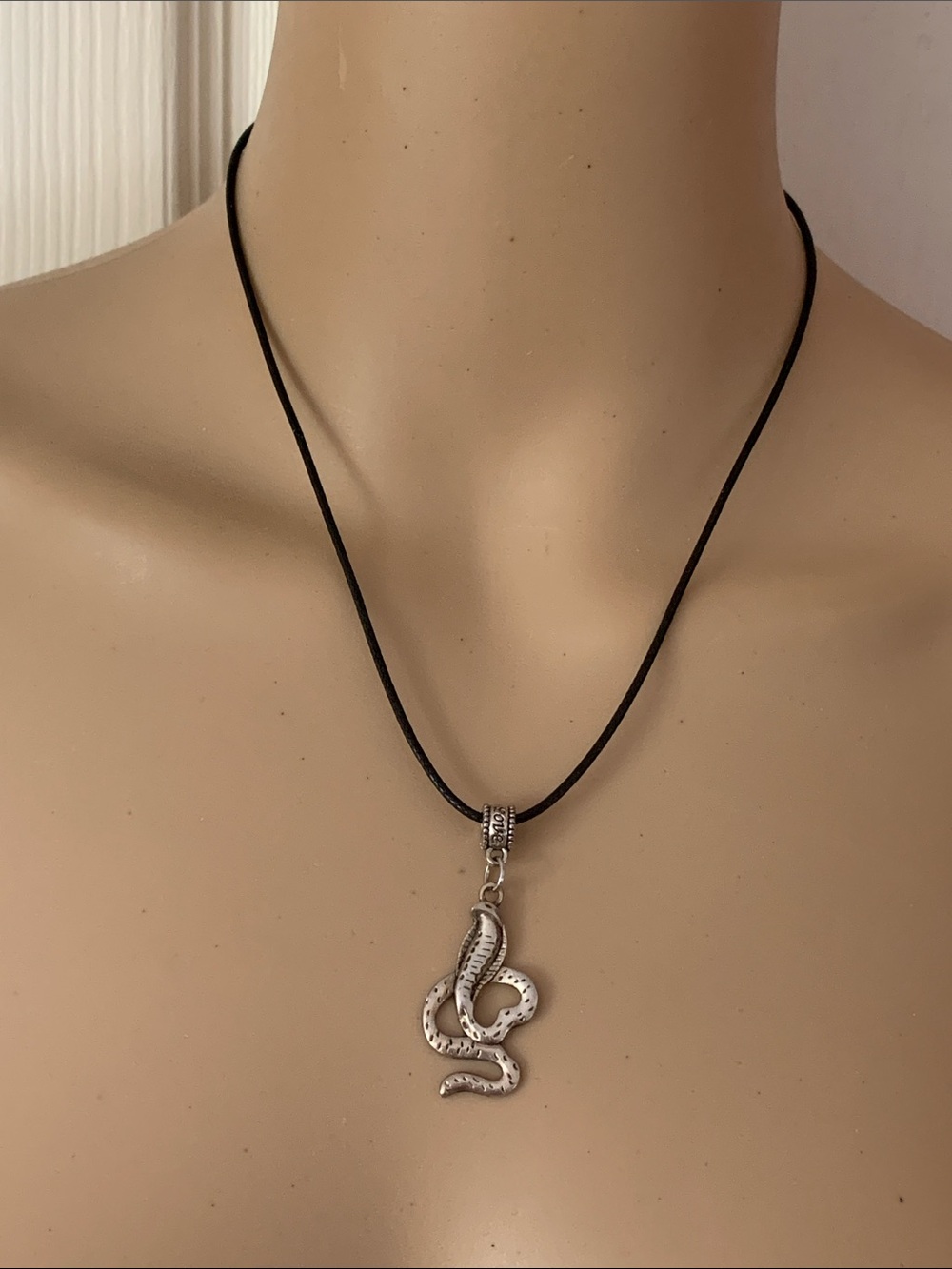 Cobra snake silver tone choker necklace